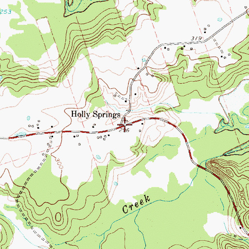 Topographic Map of Holly Springs, TX