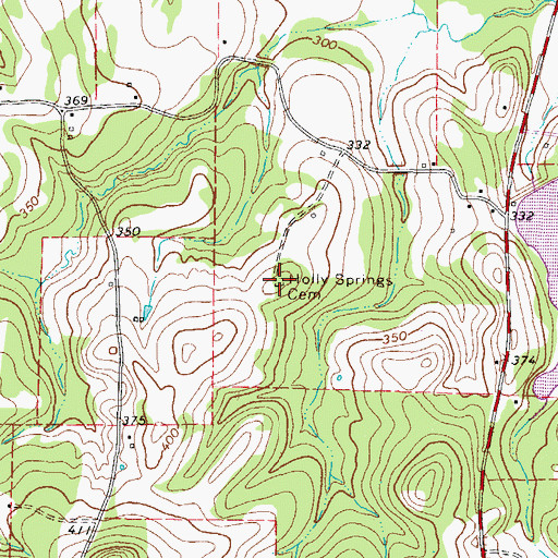 Topographic Map of Holly Springs Cemetery, TX