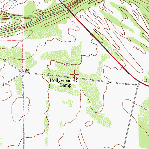 Topographic Map of Hollywood Camp, TX