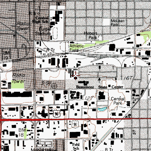 Topographic Map of Hollywood School, TX
