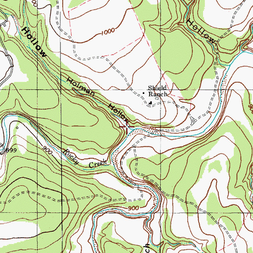 Topographic Map of Holman Hollow, TX