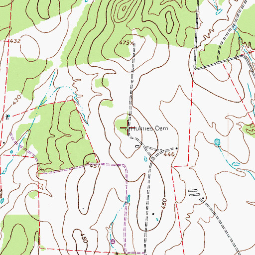 Topographic Map of Holmes Cemetery, TX