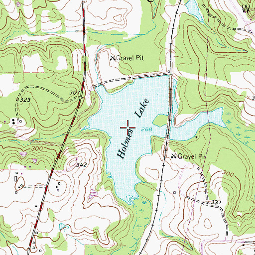 Topographic Map of Holmes Lake, TX