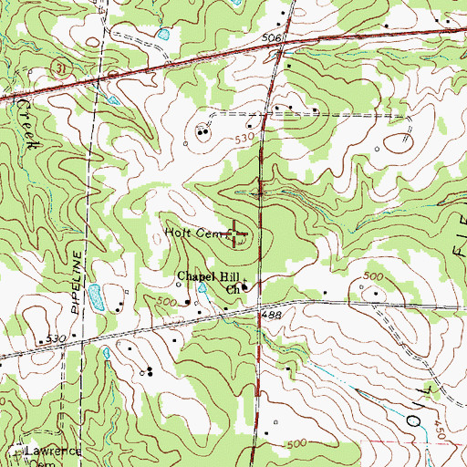 Topographic Map of Holt Cemetery, TX