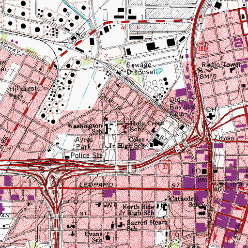 Topographic Map of Holy Cross School, TX
