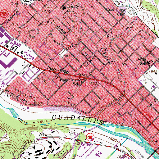 Topographic Map of Holy Cross School, TX