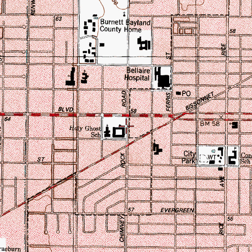 Topographic Map of Holy Ghost School, TX
