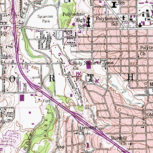 Topographic Map of Holy Name of Jesus Church, TX