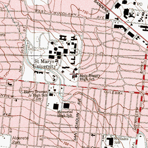 Topographic Map of Holy Rosary High School, TX