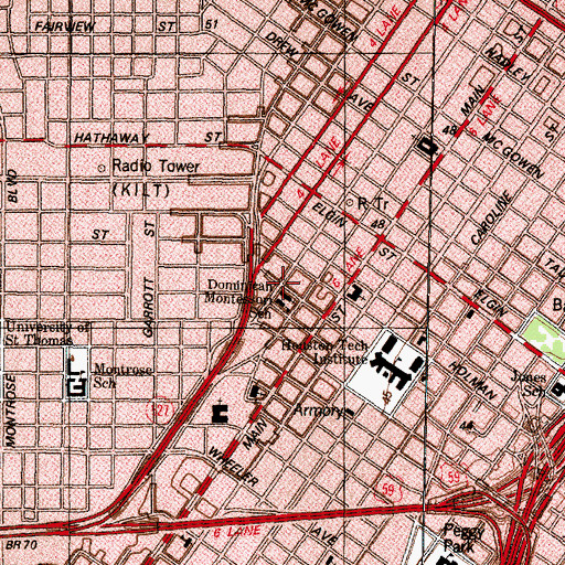 Topographic Map of Holy Rosary School, TX