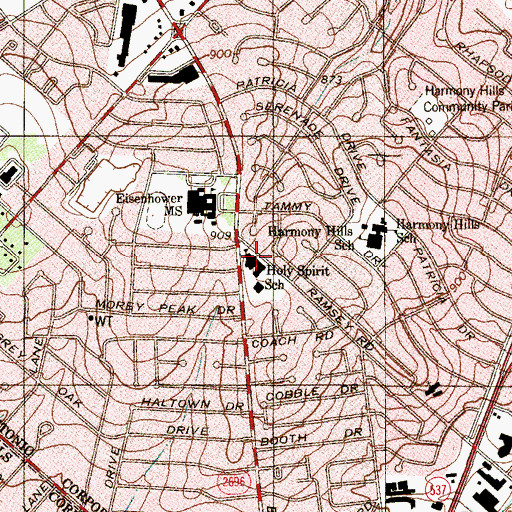 Topographic Map of Holy Spirit School, TX