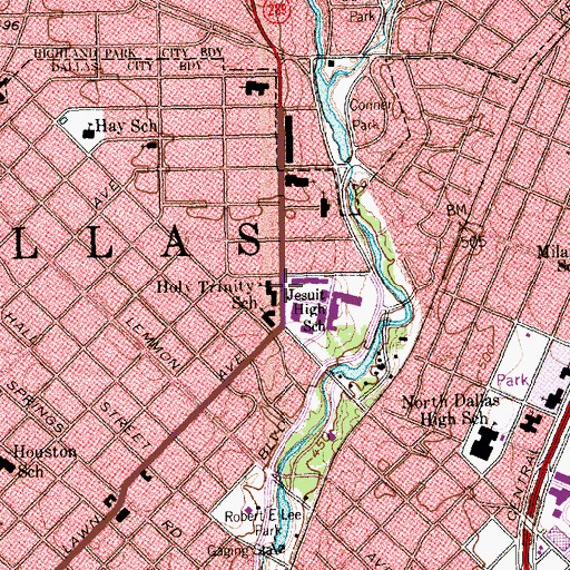 Topographic Map of Holy Trinity School, TX