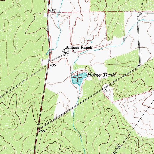 Topographic Map of Home Tank, TX