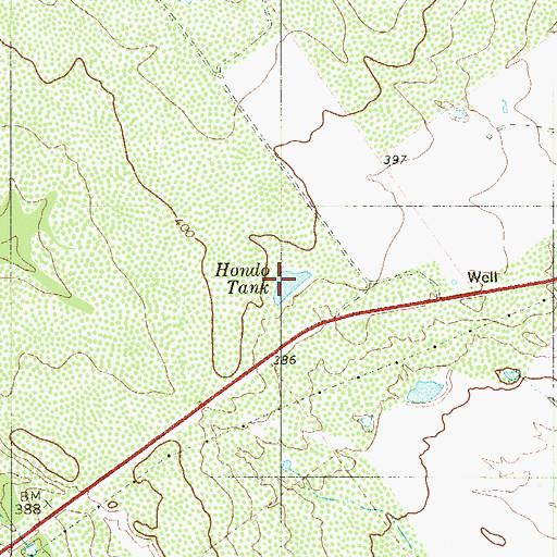 Topographic Map of Hondo Tank, TX