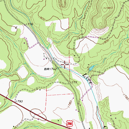 Topographic Map of Honey Creek, TX