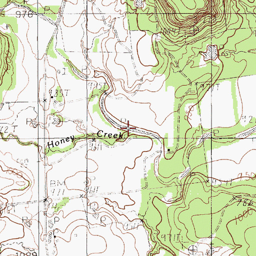 Topographic Map of Honey Creek, TX