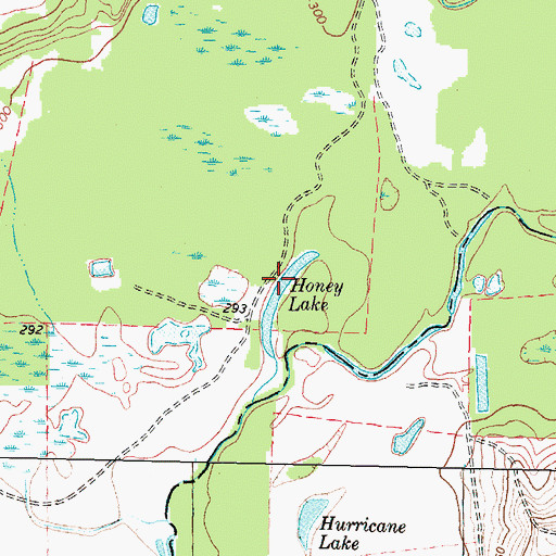 Topographic Map of Honey Lake, TX