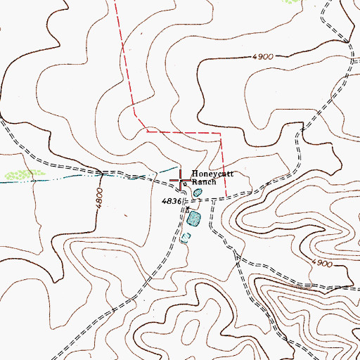 Topographic Map of Honeycutt Ranch, TX
