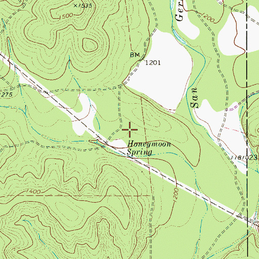Topographic Map of Honeymoon Spring, TX