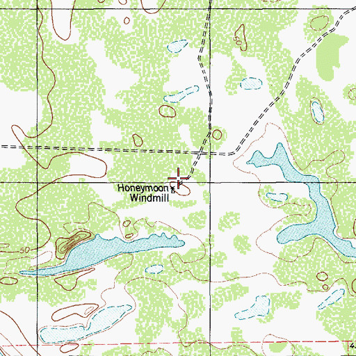 Topographic Map of Honeymoon Windmill, TX
