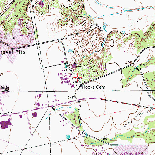Topographic Map of Hooks Cemetery, TX