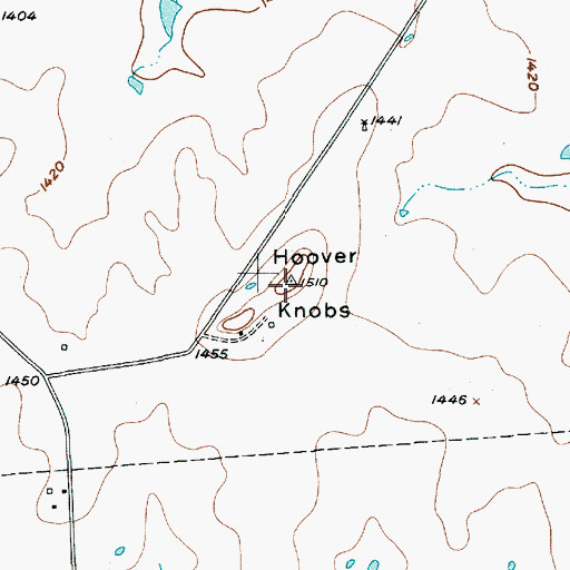 Topographic Map of Hoover Knobs, TX