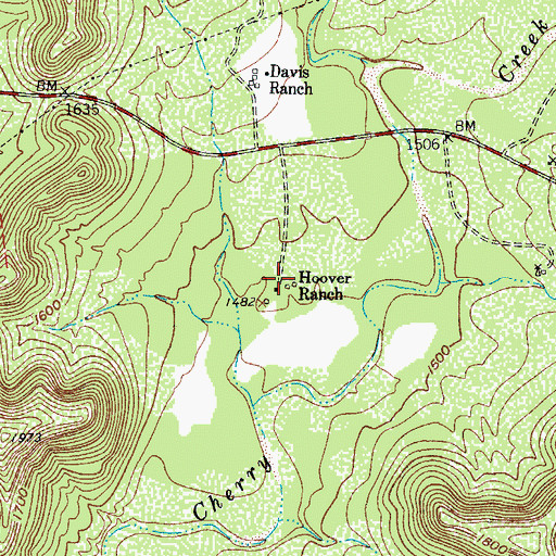 Topographic Map of Hoover Ranch, TX