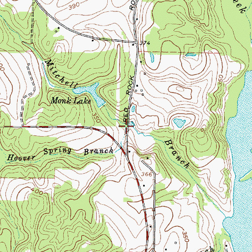 Topographic Map of Hoover Spring Branch, TX