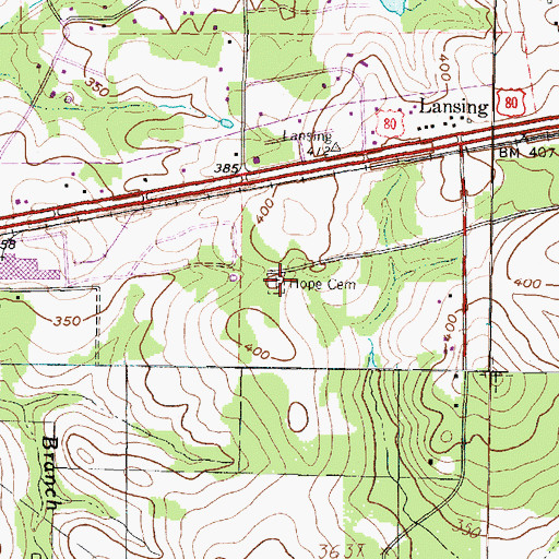 Topographic Map of Hope Cemetery, TX