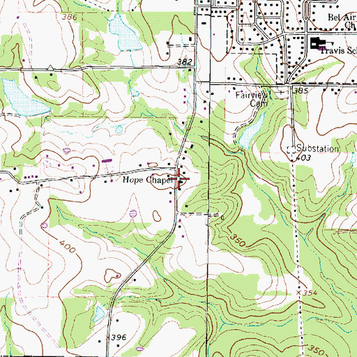 Topographic Map of Hope Chapel, TX