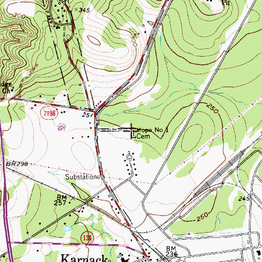 Topographic Map of Oscar Hope Cemetery, TX