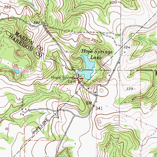 Topographic Map of Hope Springs Cemetery, TX