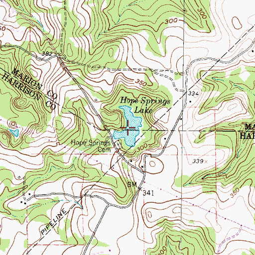 Topographic Map of Hope Springs Lake, TX