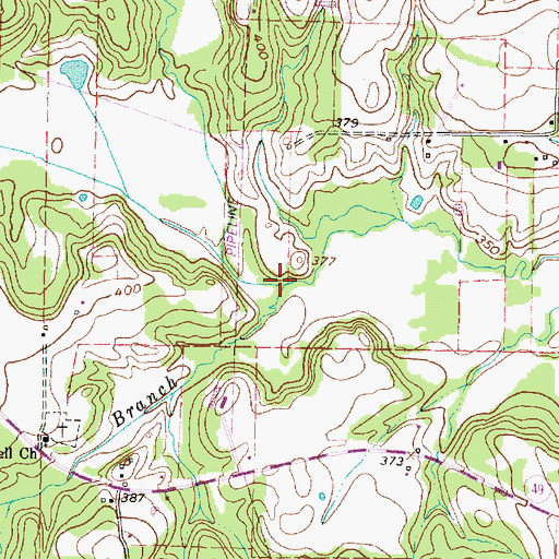 Topographic Map of Hopewell Branch, TX