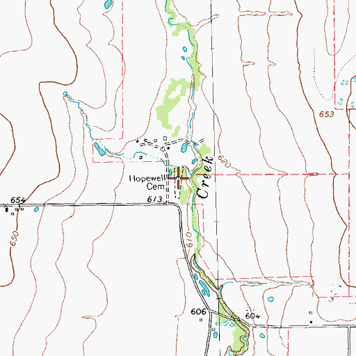 Topographic Map of Hopewell Cemetery, TX