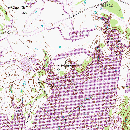 Topographic Map of Hopewell Church, TX