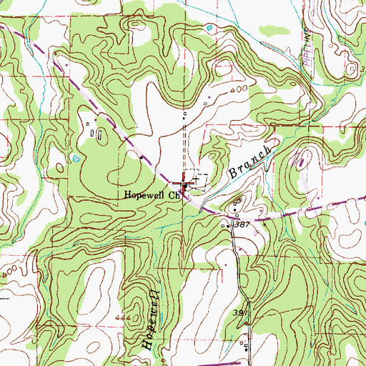 Topographic Map of Hopewell Church, TX