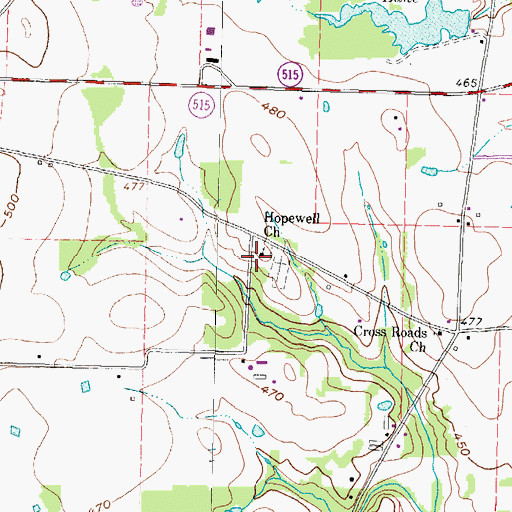 Topographic Map of Hopewell Church, TX