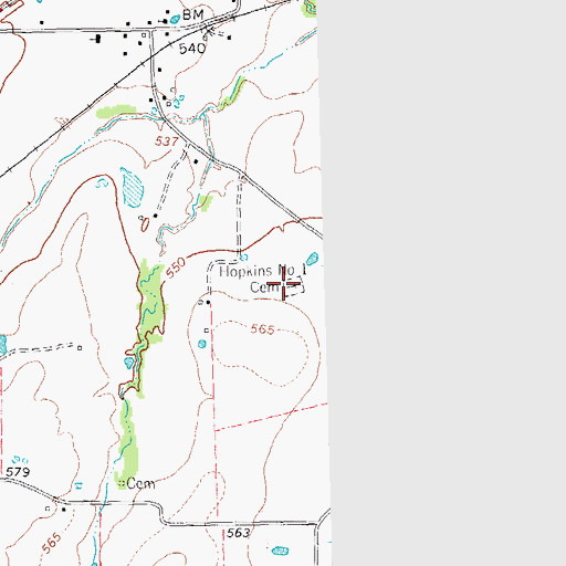 Topographic Map of Hopkins Number 1 Cemetery, TX