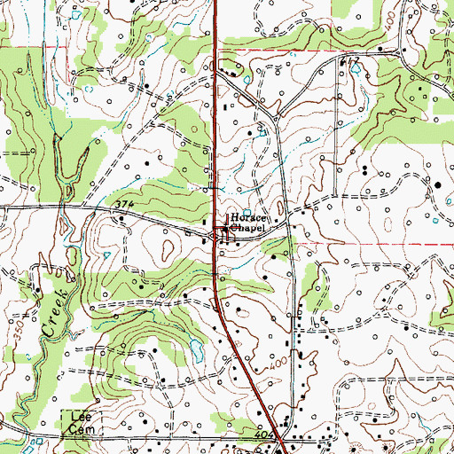 Topographic Map of Horace Chapel, TX