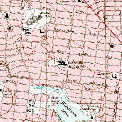 Topographic Map of Horace Mann Junior High School, TX