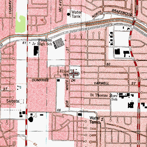 Topographic Map of Horace W Elrod School, TX