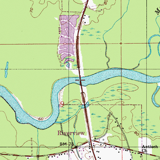 Topographic Map of Henley Bridge, AL