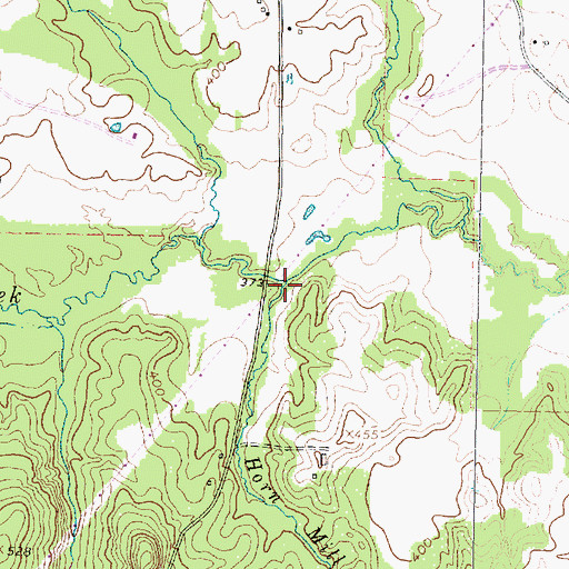 Topographic Map of Horn Mill Branch, TX