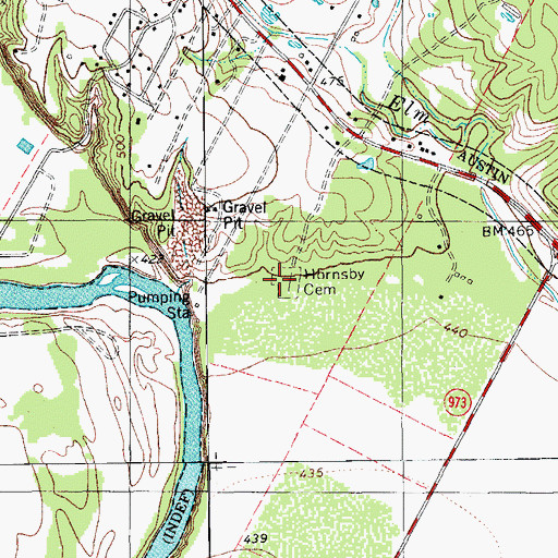 Topographic Map of Hornsby Cemetery, TX