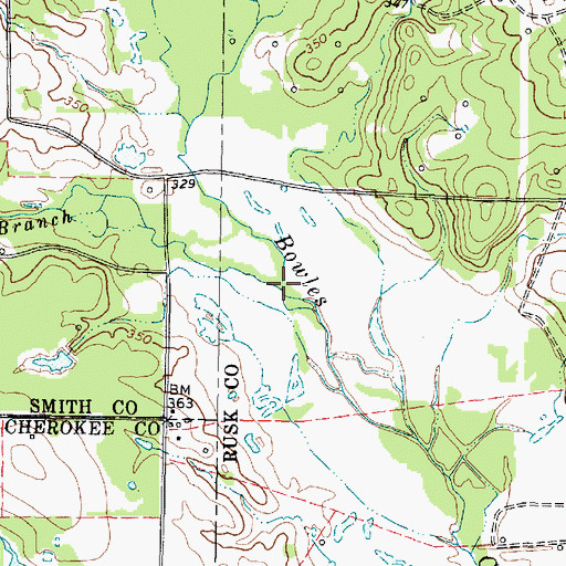 Topographic Map of Horsepen Branch, TX
