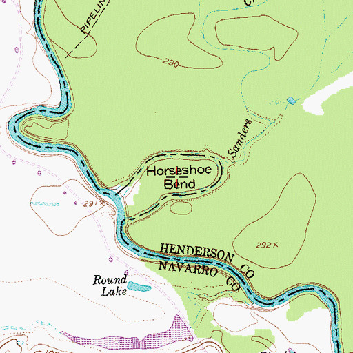 Topographic Map of Horseshoe Bend, TX
