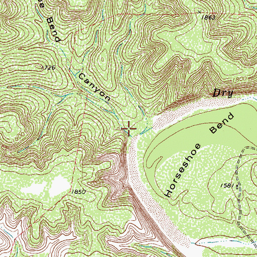 Topographic Map of Horseshoe Bend Canyon, TX