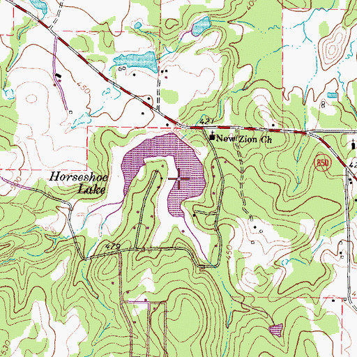 Topographic Map of Horseshoe Lake, TX