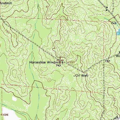Topographic Map of Horseshoe Windmill, TX